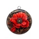 Pendentif Cabochon Argent - coquelicot