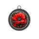 Pendentif Cabochon Argent - coquelicot