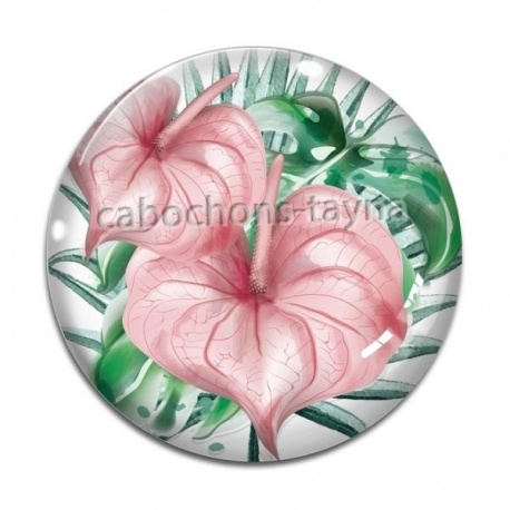 Cabochon Verre - fleurs exotique