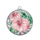 Pendentif Cabochon Argent - fleurs exotique