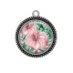 Pendentif Cabochon Argent - fleurs exotique