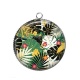 Pendentif Cabochon Argent - feuille exotique 