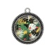Pendentif Cabochon Argent - feuille exotique 