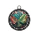 Pendentif Cabochon Argent - feuille