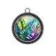 Pendentif Cabochon Argent - feuille