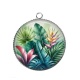 Pendentif Cabochon Argent - feuille
