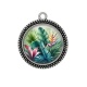 Pendentif Cabochon Argent - feuille