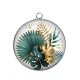 Pendentif Cabochon Argent - feuille
