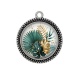 Pendentif Cabochon Argent - feuille