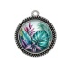Pendentif Cabochon Argent - feuille