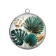 Pendentif Cabochon Argent - feuille