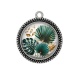 Pendentif Cabochon Argent - feuille