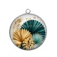 Pendentif Cabochon Argent - feuille
