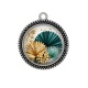 Pendentif Cabochon Argent - feuille