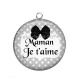 Pendentif Cabochon Argent - maman je t'aime