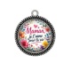 Pendentif Cabochon Argent - maman je t'aime pour la vie