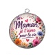 Pendentif Cabochon Argent - maman je t'aime pour la vie