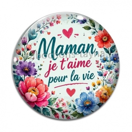 Cabochon Verre - maman je t'aime pour la vie