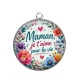 Pendentif Cabochon Argent - maman je t'aime pour la vie