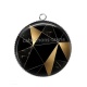 Pendentif Cabochon Argent - Fond Géométrique