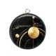 Pendentif Cabochon Argent - Fond Géométrique
