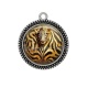 Pendentif Cabochon Argent - fond peau animal 