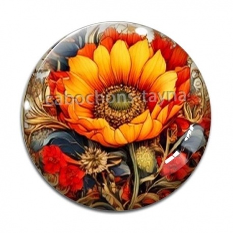 Cabochon Verre - tournesol