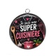Pendentif Cabochon Argent - je suis une super cuisinière