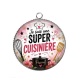 Pendentif Cabochon Argent - je suis une super cuisinière