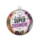 Pendentif Cabochon Argent - je suis une super cuisinière