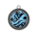 Pendentif Cabochon Argent - Fond Géométrique