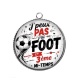Pendentif Cabochon Argent - J'peux pas j'ai foot et 3 ème mi-temps