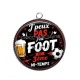 Pendentif Cabochon Argent - J'peux pas j'ai foot et 3 ème mi-temps