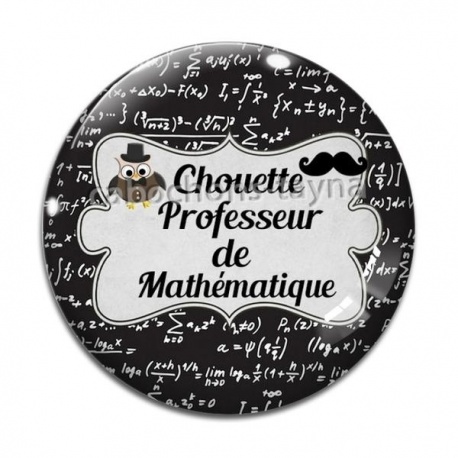 Cabochon Verre - chouette professeur de mathématique