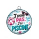 Pendentif Cabochon Argent - j'peux pas j'ai piscine
