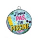 Pendentif Cabochon Argent - j'peux pas j'ai piscine