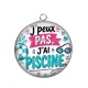 Pendentif Cabochon Argent - j'peux pas j'ai piscine