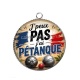Pendentif Cabochon Argent - j'peux pas j'ai pétanque