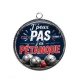 Pendentif Cabochon Argent - j'peux pas j'ai pétanque