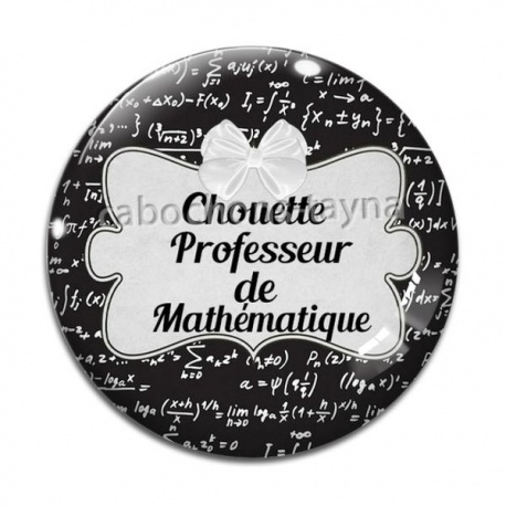 Cabochon Verre - chouette professeur de mathématique