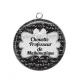 Pendentif Cabochon Argent - chouette professeur de mathématique