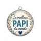 Pendentif Cabochon Argent - le meilleur papi du monde