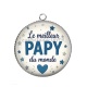 Pendentif Cabochon Argent - Le meilleur papy du monde