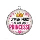Pendentif Cabochon Argent - j'men fous je suis une princesse