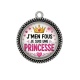 Pendentif Cabochon Argent - j'men fous je suis une princesse