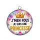 Pendentif Cabochon Argent - j'men fous je suis une princesse