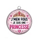 Pendentif Cabochon Argent - j'men fous je suis une princesse