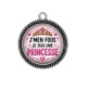 Pendentif Cabochon Argent - j'men fous je suis une princesse