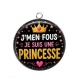 Pendentif Cabochon Argent - j'men fous je suis une princesse