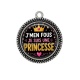 Pendentif Cabochon Argent - j'men fous je suis une princesse